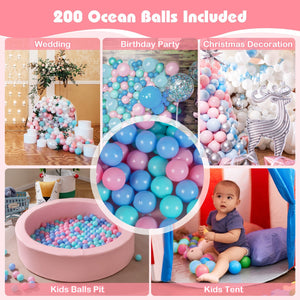 42.5 Inch Round Foam Ball Pits with 25D Sponge Filling and Washable PU Cover for Toddlers-Pink view 9