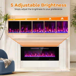 42/50/60/72 Inch Ultra-Thin Electric Fireplace with Decorative Crystals-50 inches view 4