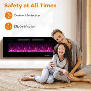 42/50/60/72 Inch Ultra-Thin Electric Fireplace with Decorative Crystals-50 inches view 8