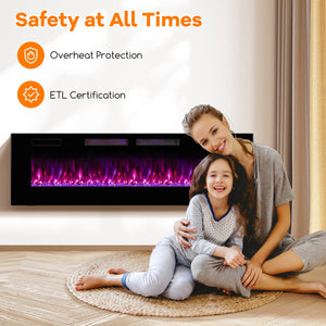 42/50/60/72 Inch Ultra-Thin Electric Fireplace with Decorative Crystals-60 inches view 8