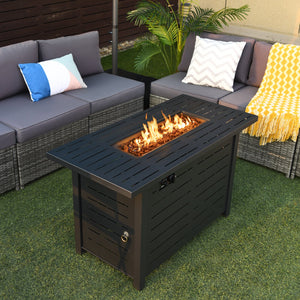 42 Inch 60 000 BTU Rectangular Propane Fire Pit Table with Waterproof Cover view 2