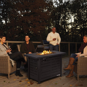 42 Inch 60 000 BTU Rectangular Propane Fire Pit Table with Waterproof Cover view 3