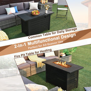 42 Inch 60 000 BTU Rectangular Propane Fire Pit Table with Waterproof Cover view 6