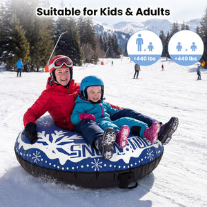42 inches Heavy-duty Inflatable Snow Tube with Detachable Tow Strap-Blue view 5