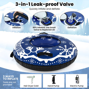 42 inches Heavy-duty Inflatable Snow Tube with Detachable Tow Strap-Blue view 7
