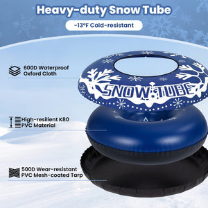 42 inches Heavy-duty Inflatable Snow Tube with Detachable Tow Strap-Blue view 8