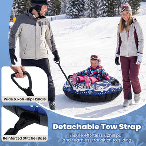 42 inches Heavy-duty Inflatable Snow Tube with Detachable Tow Strap-Blue view 9
