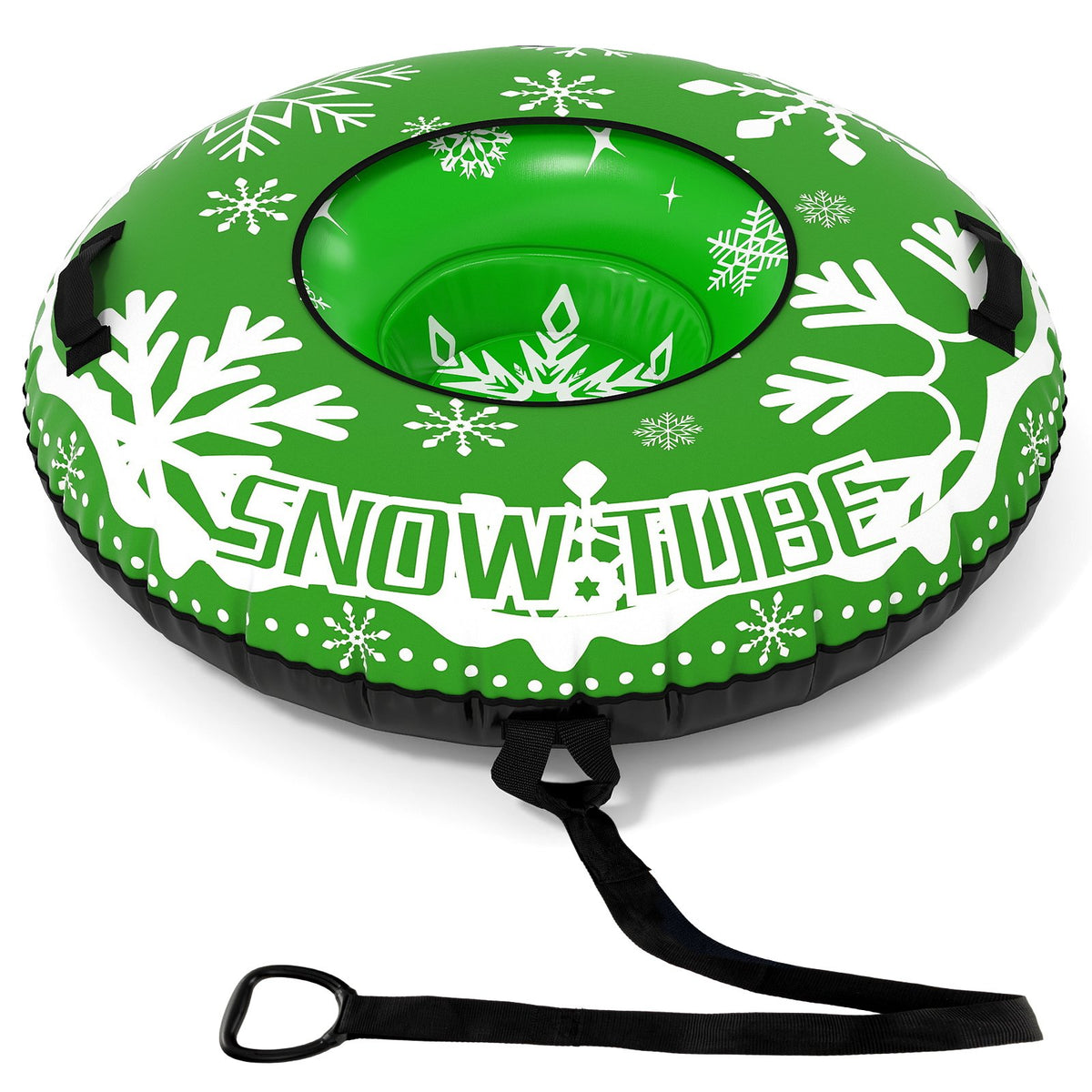 42 inches Heavy-duty Inflatable Snow Tube with Detachable Tow Strap-Green
