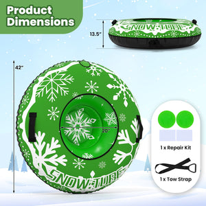 42 inches Heavy-duty Inflatable Snow Tube with Detachable Tow Strap-Green view 4
