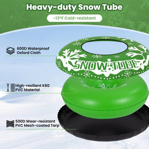 42 inches Heavy-duty Inflatable Snow Tube with Detachable Tow Strap-Green view 6