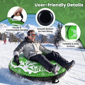 42 inches Heavy-duty Inflatable Snow Tube with Detachable Tow Strap-Green view 7