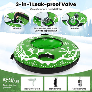 42 inches Heavy-duty Inflatable Snow Tube with Detachable Tow Strap-Green view 9