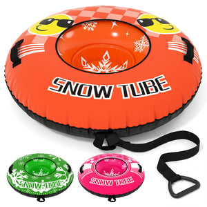42 inches Heavy-duty Inflatable Snow Tube with Detachable Tow Strap-Orange view 3