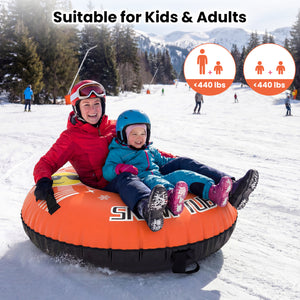 42 inches Heavy-duty Inflatable Snow Tube with Detachable Tow Strap-Orange view 5