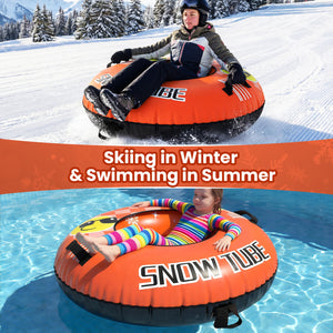42 inches Heavy-duty Inflatable Snow Tube with Detachable Tow Strap-Orange view 6