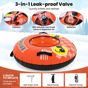42 inches Heavy-duty Inflatable Snow Tube with Detachable Tow Strap-Orange view 7