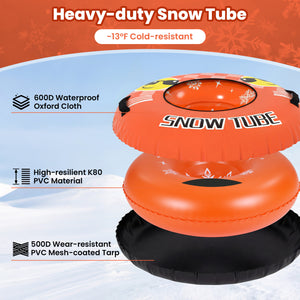 42 inches Heavy-duty Inflatable Snow Tube with Detachable Tow Strap-Orange view 8