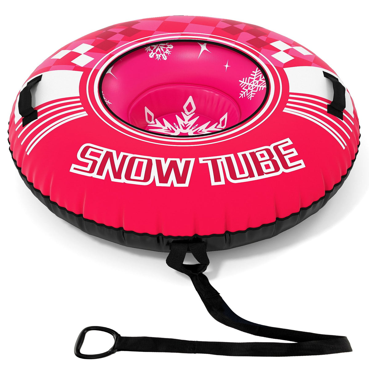 42 inches Heavy-duty Inflatable Snow Tube with Detachable Tow Strap-Pink