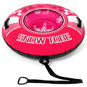 42 inches Heavy-duty Inflatable Snow Tube with Detachable Tow Strap-Pink