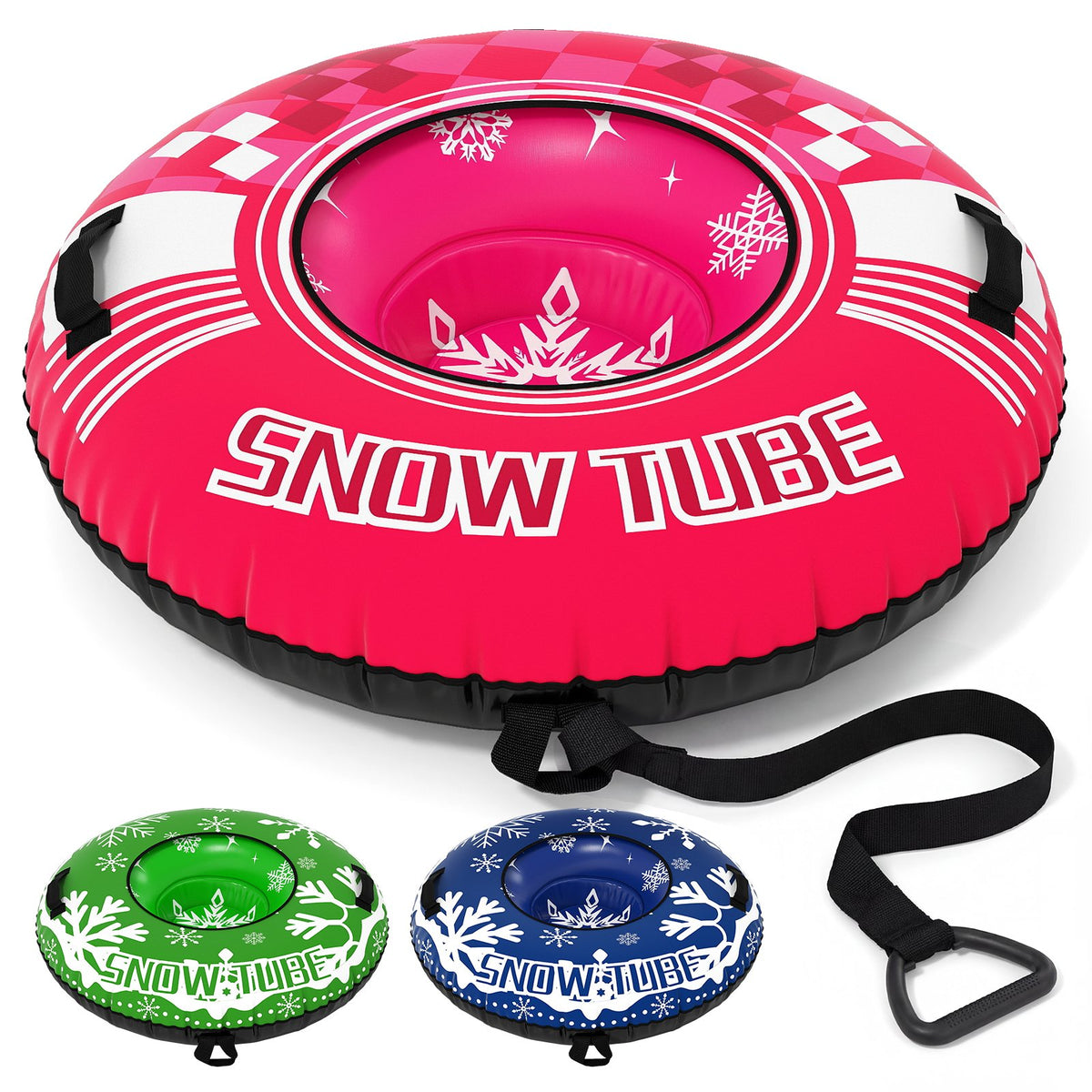 42 inches Heavy-duty Inflatable Snow Tube with Detachable Tow Strap-Pink view 3
