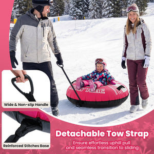 42 inches Heavy-duty Inflatable Snow Tube with Detachable Tow Strap-Pink view 8