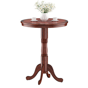 42 Inch Wooden Round Pub Pedestal Side Table with Chessboard view 6