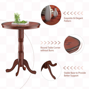 42 Inch Wooden Round Pub Pedestal Side Table with Chessboard view 8