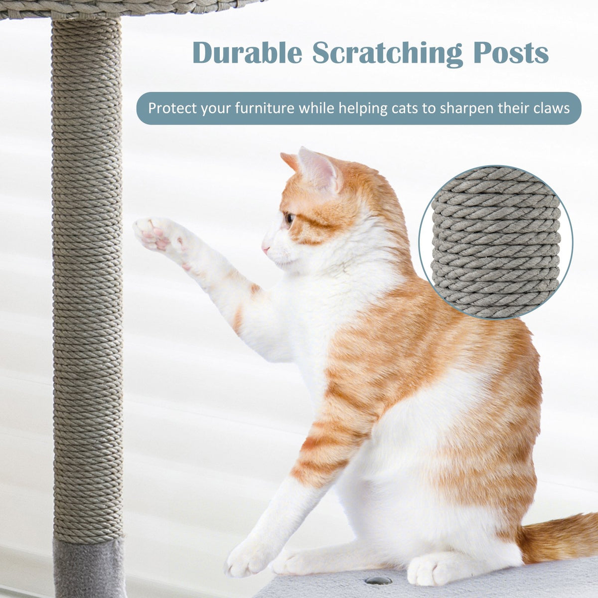 42 Inch Cat Tree with Curved Metal Supporting Frame and Sisal Scratching Board-Gray view 8