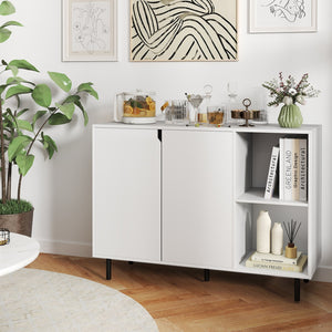 42 Inch Sideboard Buffet Cabinet Kitchen with Adjustable Shelves-White view 2