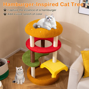 42 Inch Tall Modern Cat Tree Multi-Level with Padded Perch and Cat Bed-Yellow view 6