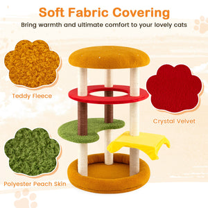 42 Inch Tall Modern Cat Tree Multi-Level with Padded Perch and Cat Bed-Yellow view 7
