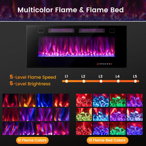 42 Inch Ultra-Thin Electric Fireplace with Decorative Crystals and Smart APP Control-42 inch view 5