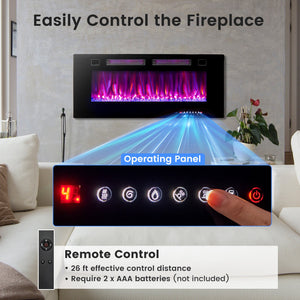 42 Inch Ultra-Thin Electric Fireplace with Decorative Crystals and Smart APP Control-42 inch view 6
