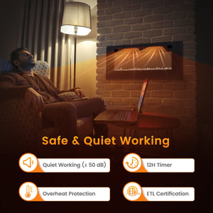 42 Inch Ultra-Thin Electric Fireplace with Decorative Crystals and Smart APP Control-42 inch view 9