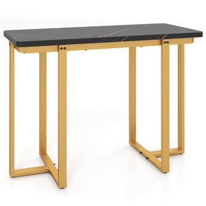 42 Inches Modern Faux Marble Entryway Table with Geometric Metal Frame-Black view 4