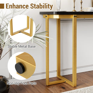 42 Inches Modern Faux Marble Entryway Table with Geometric Metal Frame-Black view 9