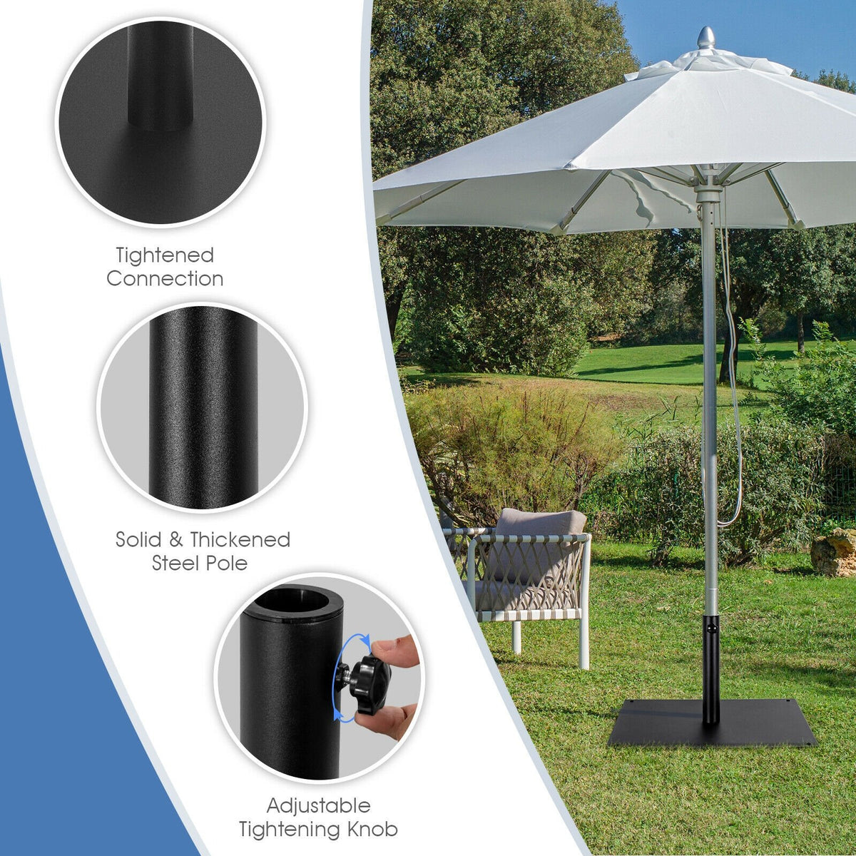 42 LBS Weighted 25 Inch Square Patio Umbrella Base view 9