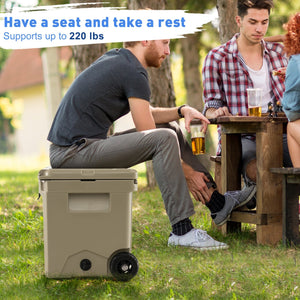 42 Quart Hard Cooler with Wheels and Handle-Tan view 5