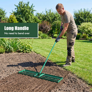 42 x 10 Inch Lawn Leveling Rake with Ergonomic Handle-Green view 4