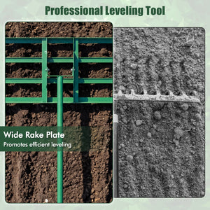 42 x 10 Inch Lawn Leveling Rake with Ergonomic Handle-Green view 5