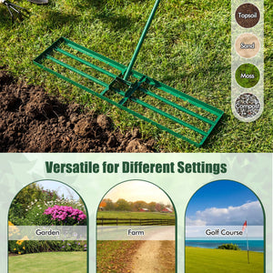 42 x 10 Inch Lawn Leveling Rake with Ergonomic Handle-Green view 6