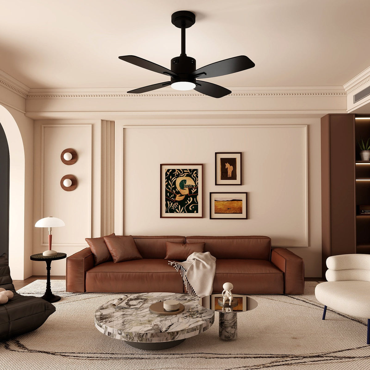 42inch Ceiling Fan with Light and Remote 3CCT LED with Memory 4H Timer 6 Speeds-Black view 2