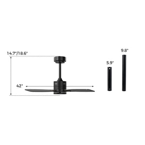 42inch Ceiling Fan with Light and Remote 3CCT LED with Memory 4H Timer 6 Speeds-Black view 4