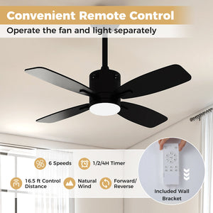 42inch Ceiling Fan with Light and Remote 3CCT LED with Memory 4H Timer 6 Speeds-Black view 7