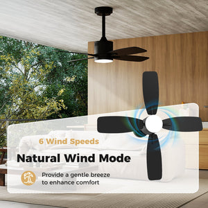 42inch Ceiling Fan with Light and Remote 3CCT LED with Memory 4H Timer 6 Speeds-Black view 8