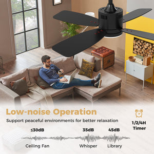 42inch Ceiling Fan with Light and Remote 3CCT LED with Memory 4H Timer 6 Speeds-Black view 9