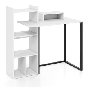 43.5 inches Computer Desk with Charging Station and Ergonomic Monitor Stand-White