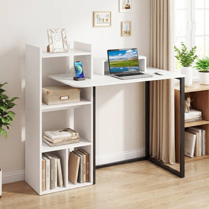 43.5 inches Computer Desk with Charging Station and Ergonomic Monitor Stand-White view 2