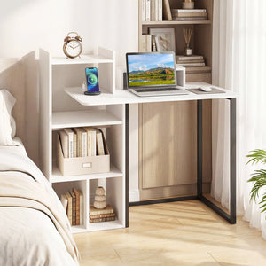 43.5 inches Computer Desk with Charging Station and Ergonomic Monitor Stand-White view 3
