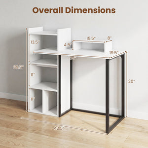 43.5 inches Computer Desk with Charging Station and Ergonomic Monitor Stand-White view 5